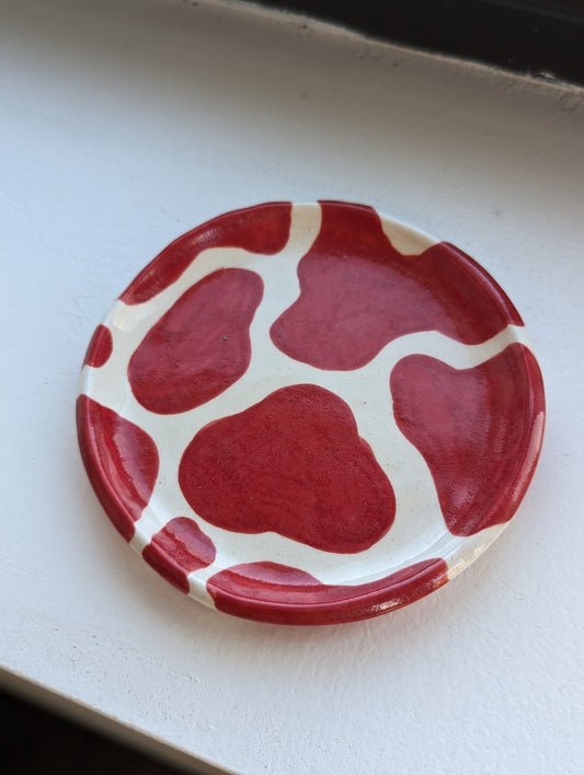 Red Cow Print Dish